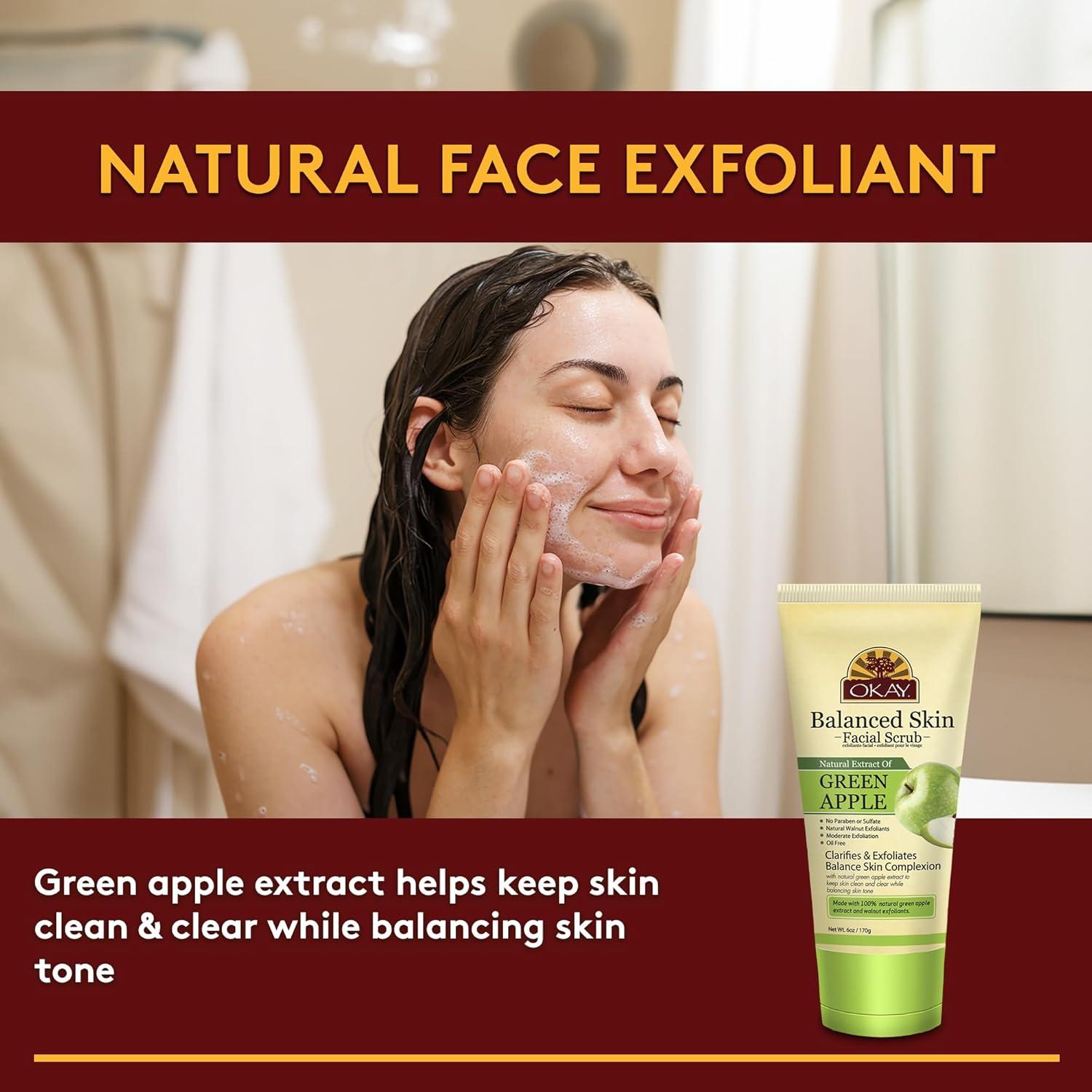 Exfoliante Facial Aclarador OKAY Manzana Verde 170g