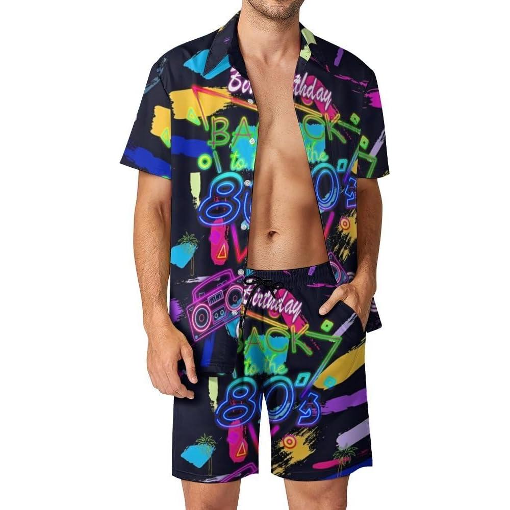 DOOPCCOR Traje Deportivo 3 Piezas Hombre Camisa Hawaiana