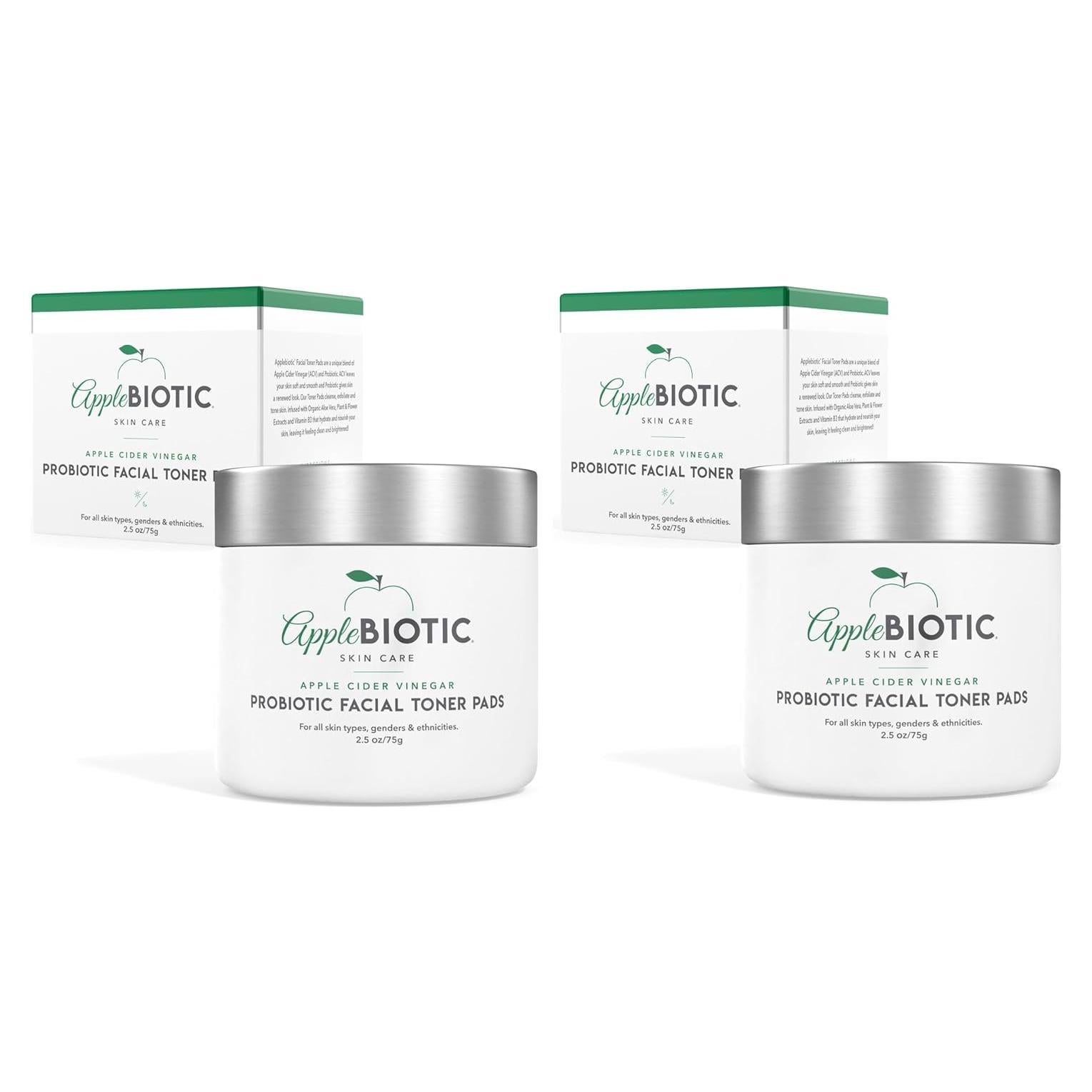 Discos de Tónico Facial AppleBiotic - Vinagre de Sidra 60 Unidades