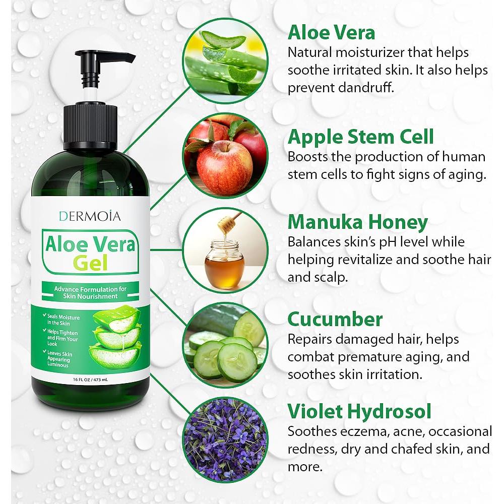 Gel Hidratante Corporal Dermoia Aloe Vera 473ml - Alivio Quemaduras