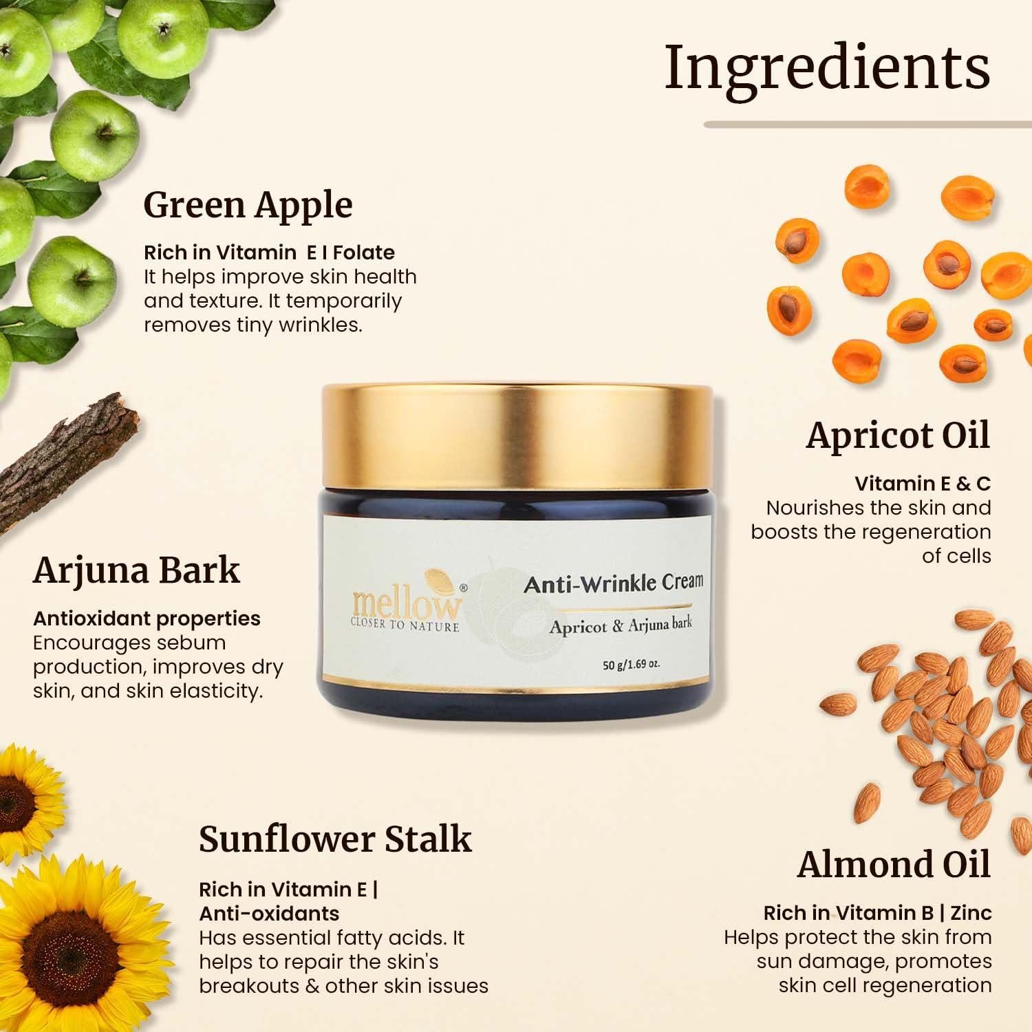 Crema reafirmante antiarrugas Mellow Herbals 50 g