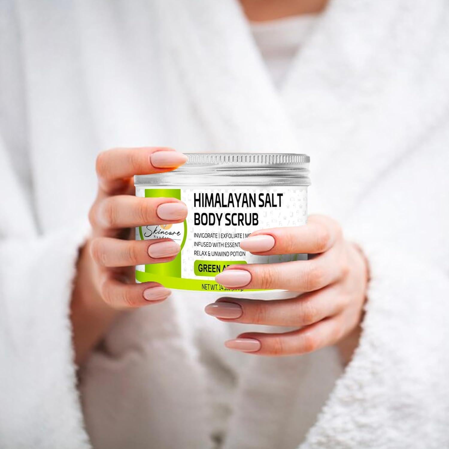 Exfoliante Corporal de Sal del Himalaya - Cuidado de la Piel Domingo - Manzana Verde - 3 x 400 g