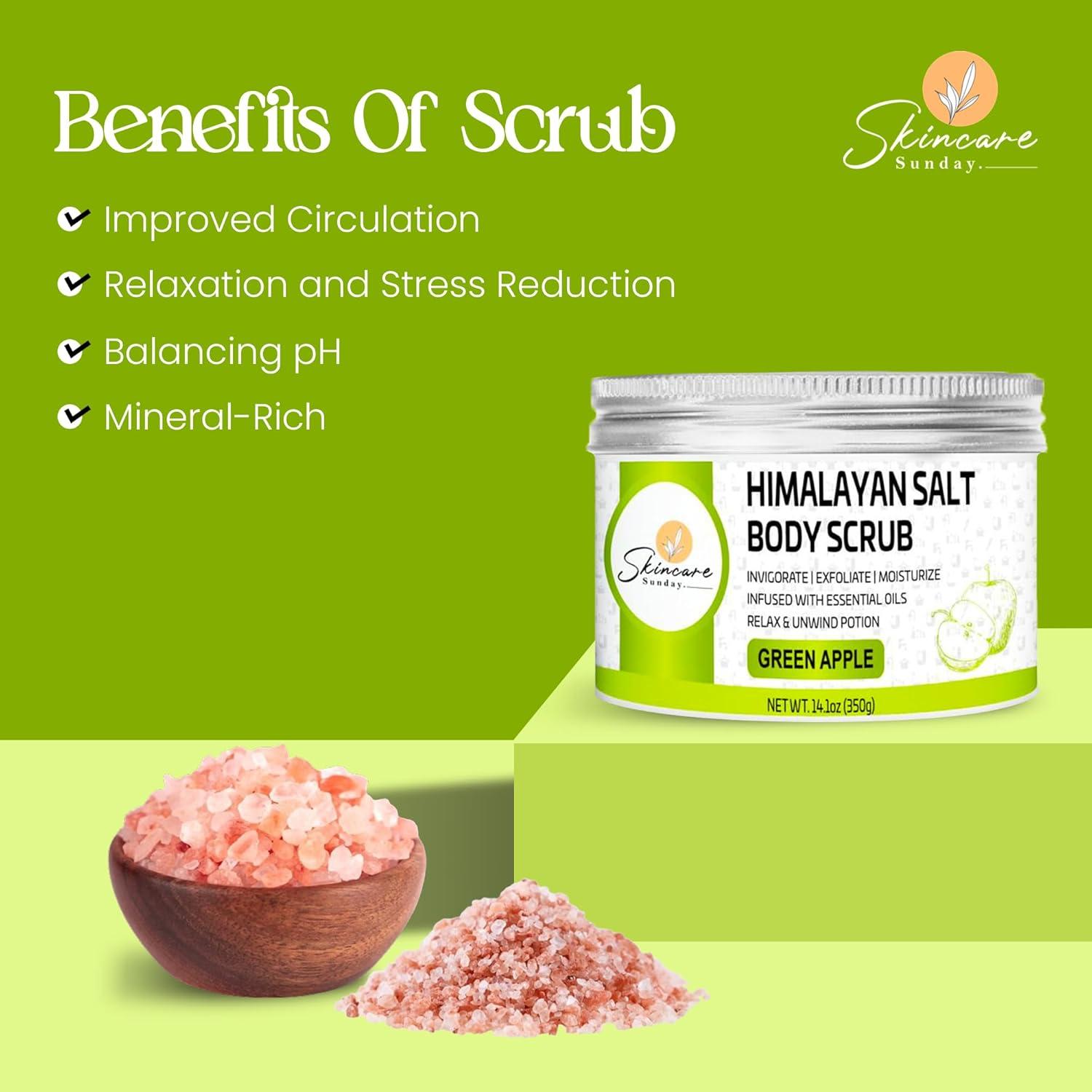 Exfoliante Corporal de Sal del Himalaya - Cuidado de la Piel Domingo - Manzana Verde - 3 x 400 g