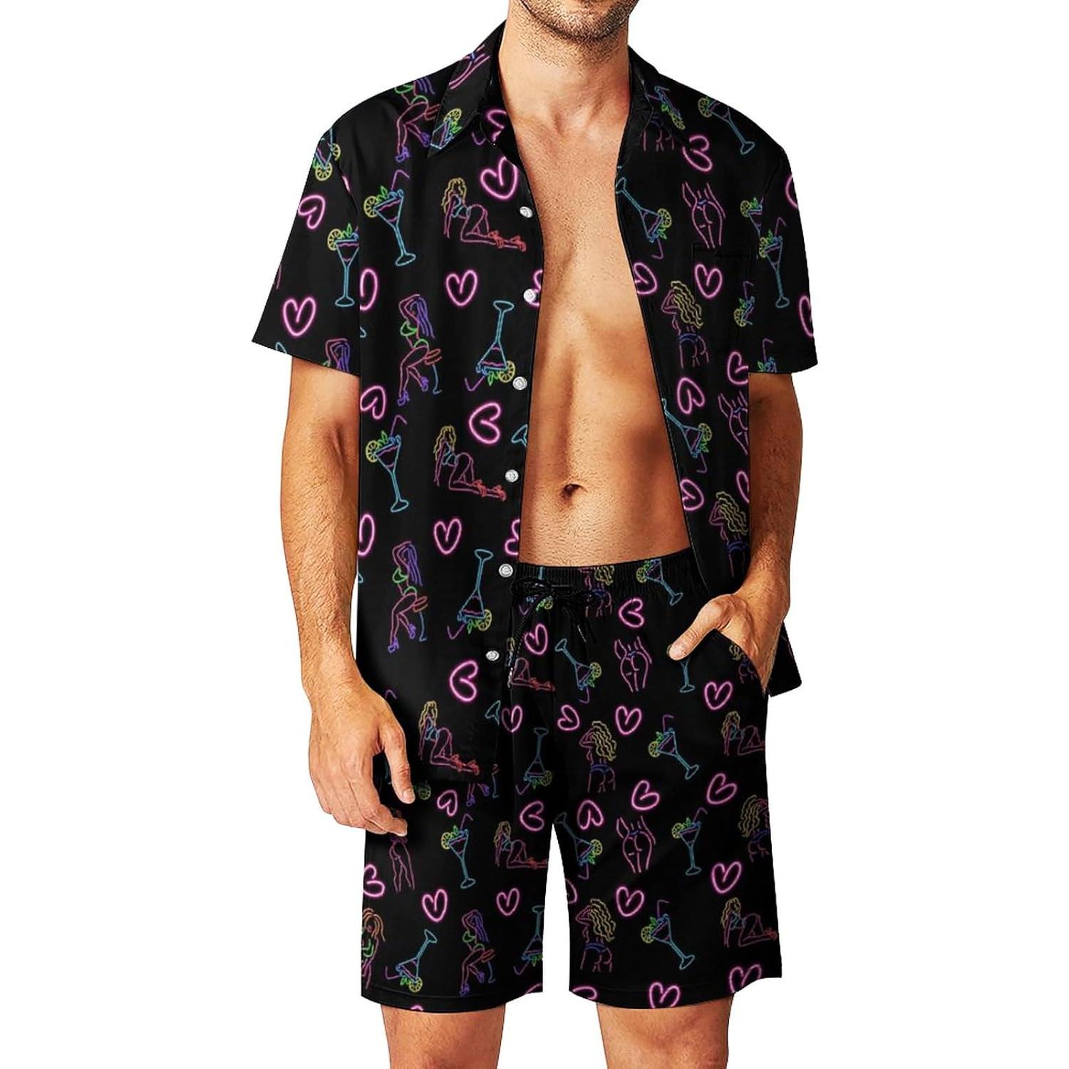 DOOPCCOR Traje Deportivo 3 Piezas Hombre Hawaiano XL