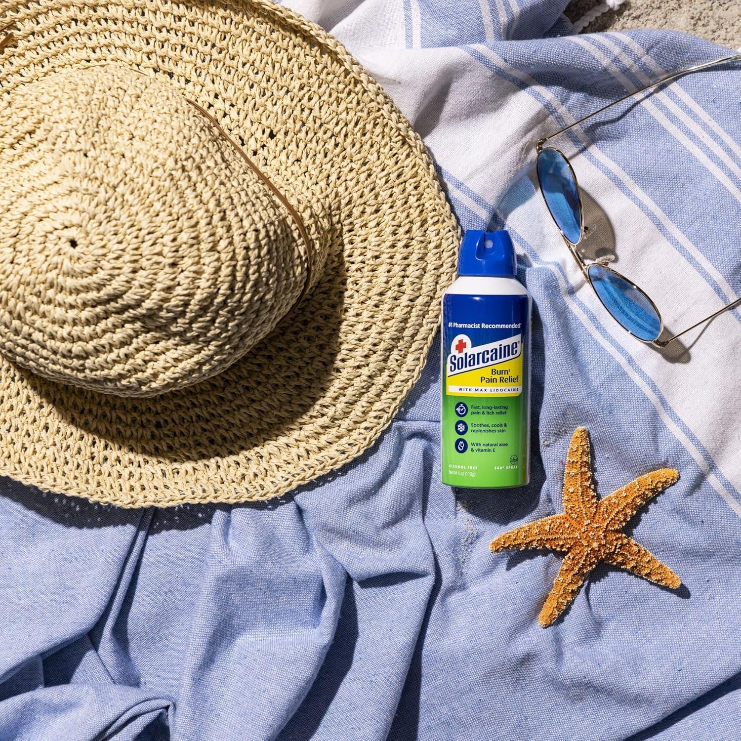 Solarcaine Spray Aloe 113g con 4% Lidocaína para Quemaduras