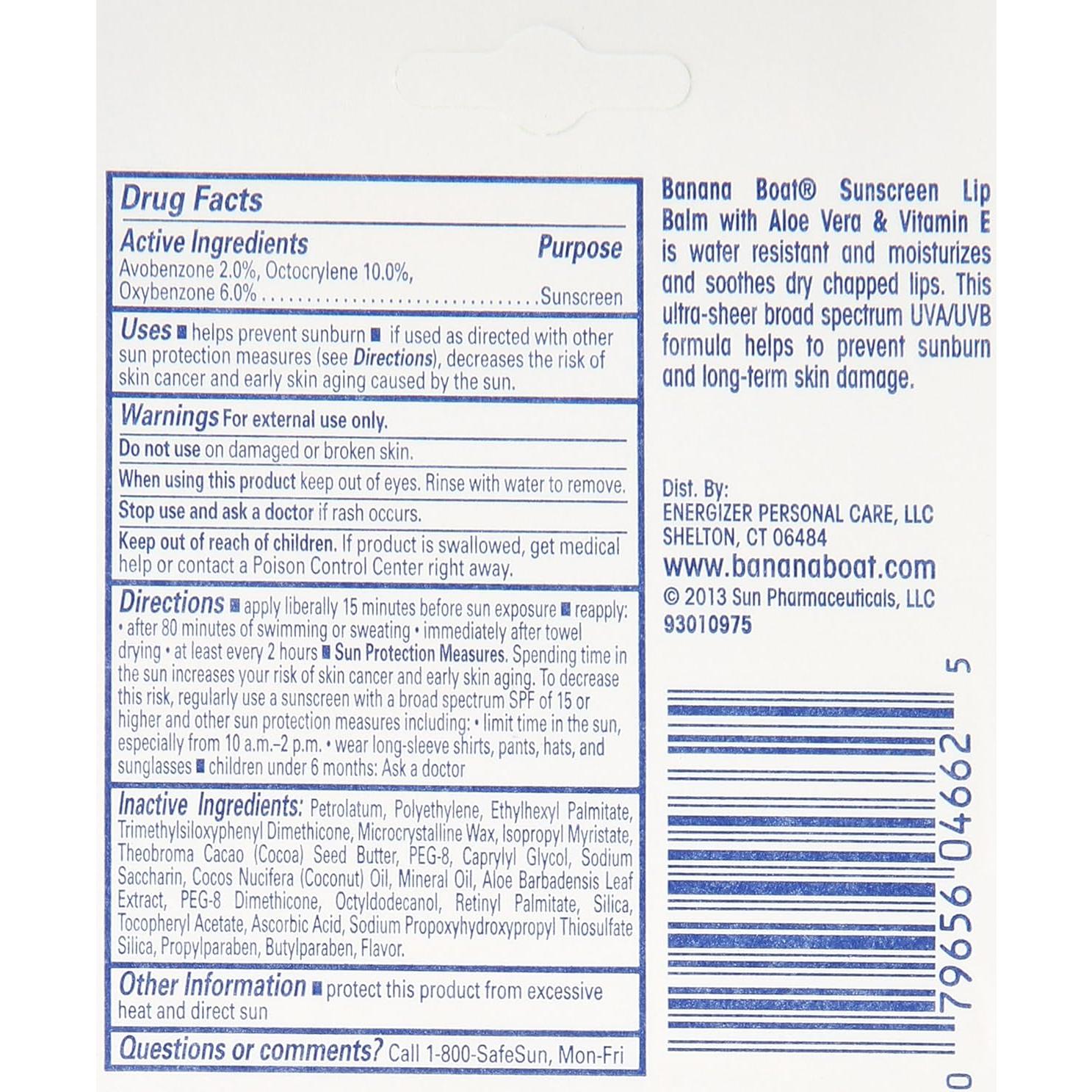 Bálsamo Labial Solar Banana Boat Aloe Vera SPF 45 24 Unidades