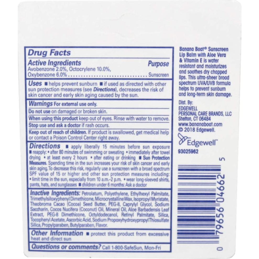 Bálsamo Labial Solar Banana Boat Aloe Vera SPF 45 24 Unidades