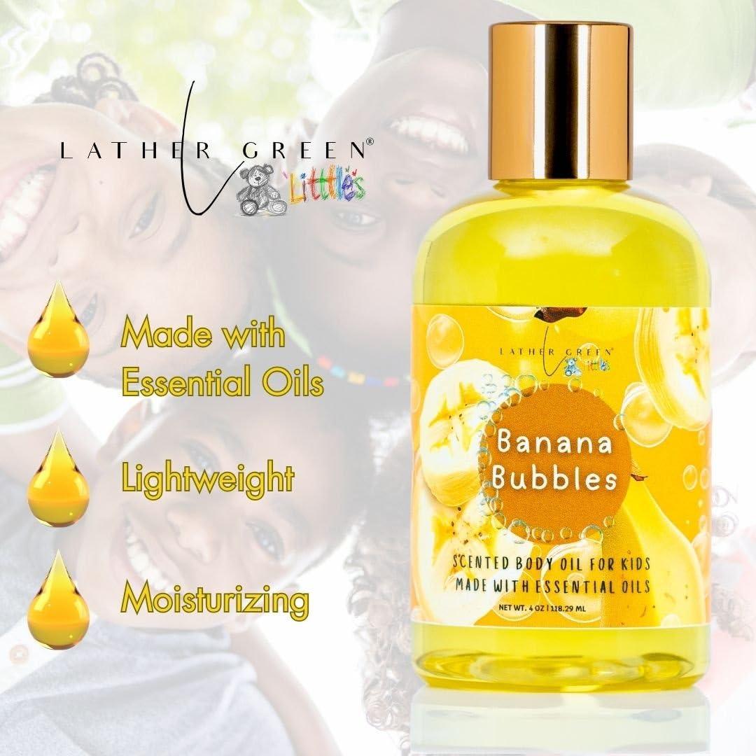 Aceite Corporal para Niños LatherGreen 113.4 ml Burbujas de Plátano