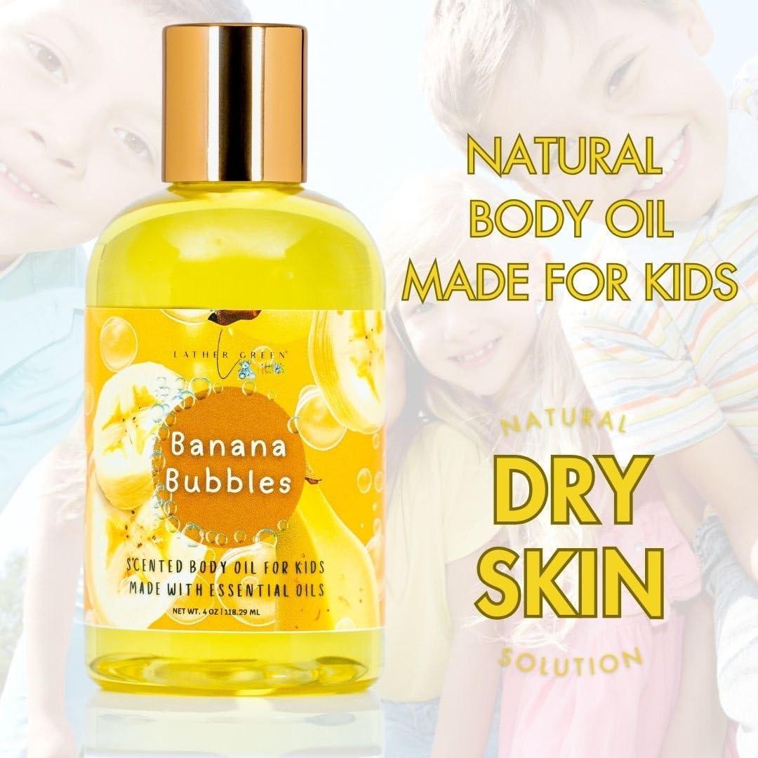 Aceite Corporal para Niños LatherGreen 113.4 ml Burbujas de Plátano