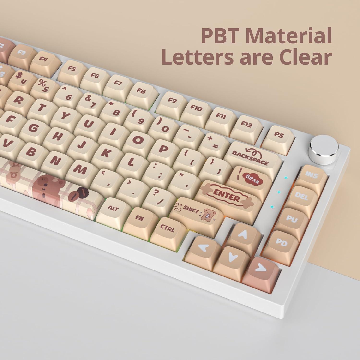 Keycaps PBT XDA 133 Teclas Oso Caramelo para Teclados