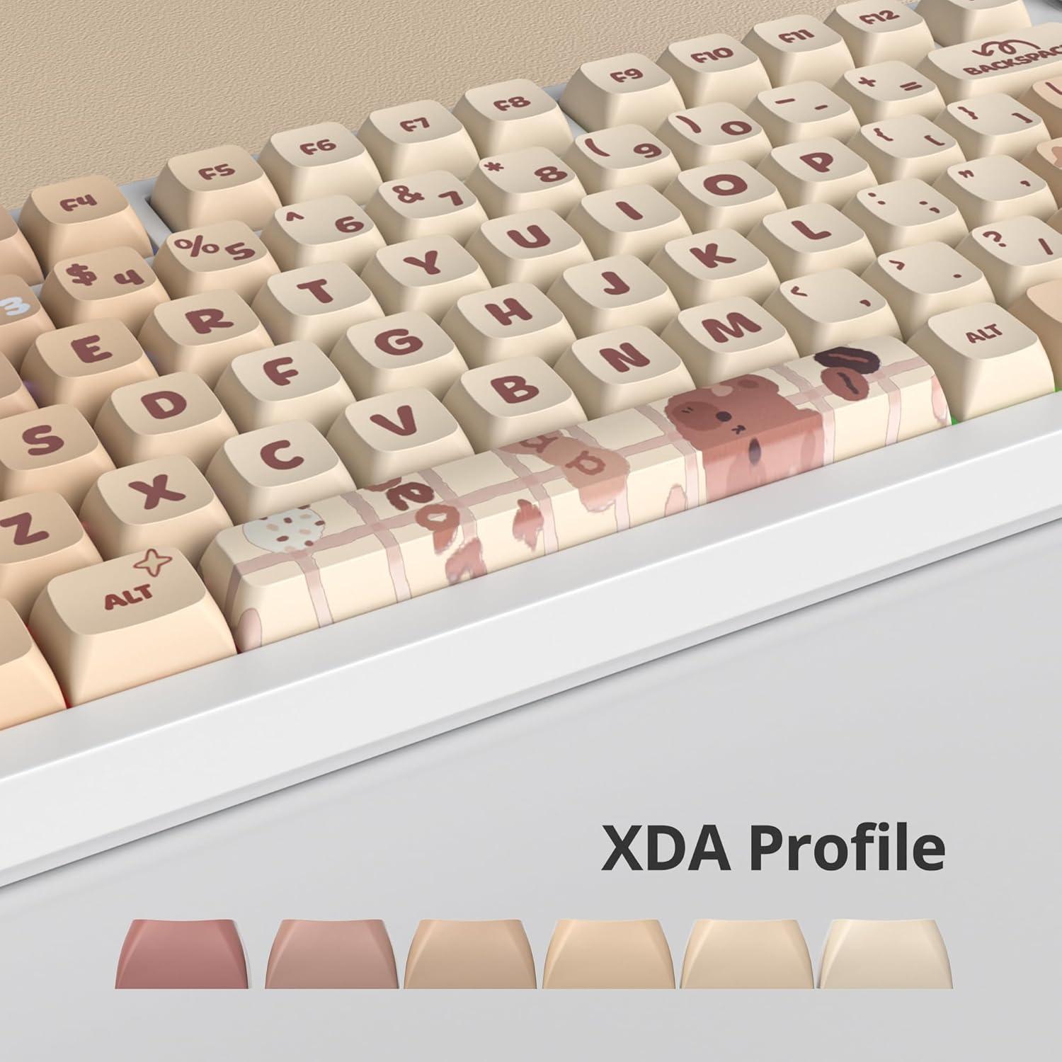 Keycaps PBT XDA 133 Teclas Oso Caramelo para Teclados