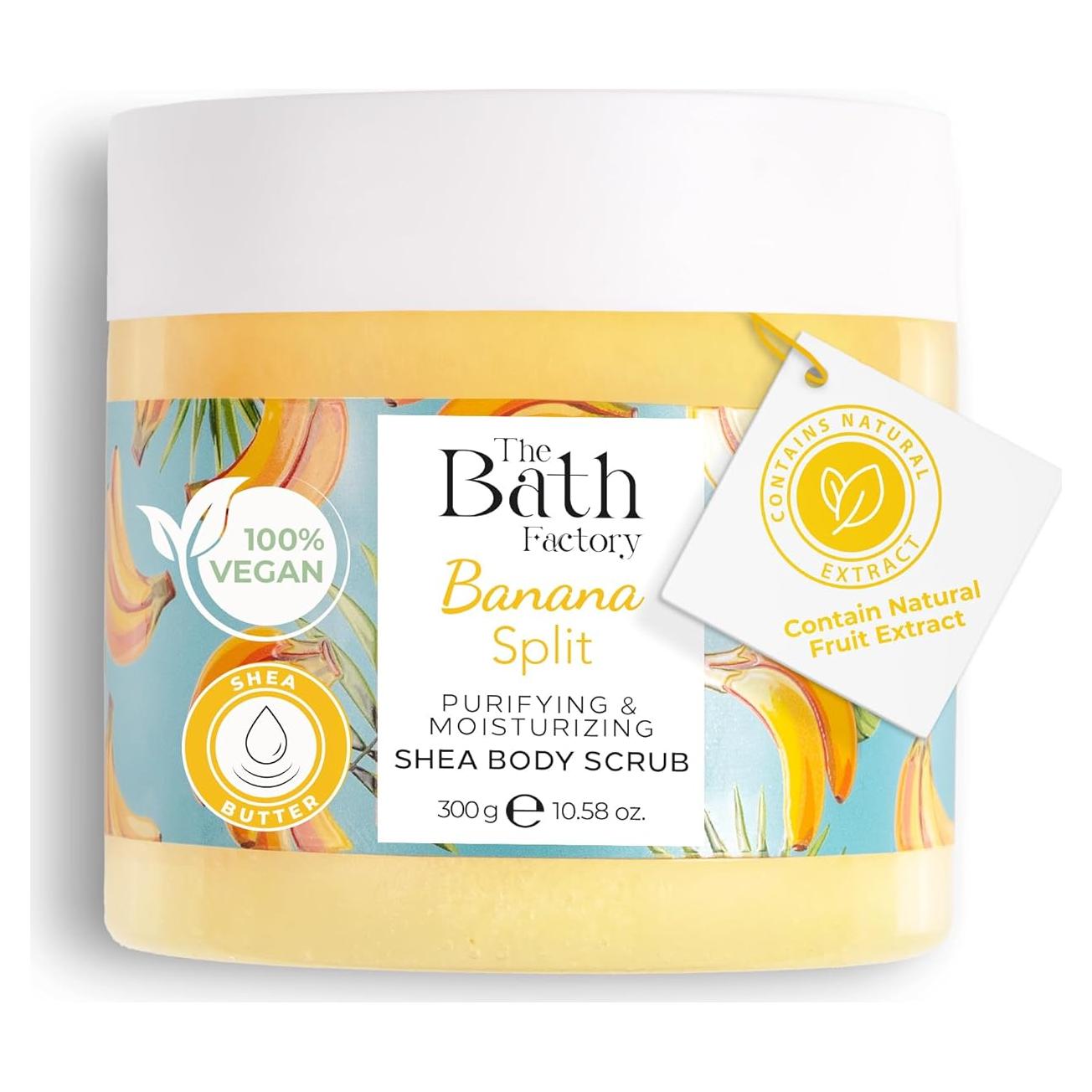 Exfoliante Corporal Vegano The Bath Factory con Manteca de Karité y Plátano