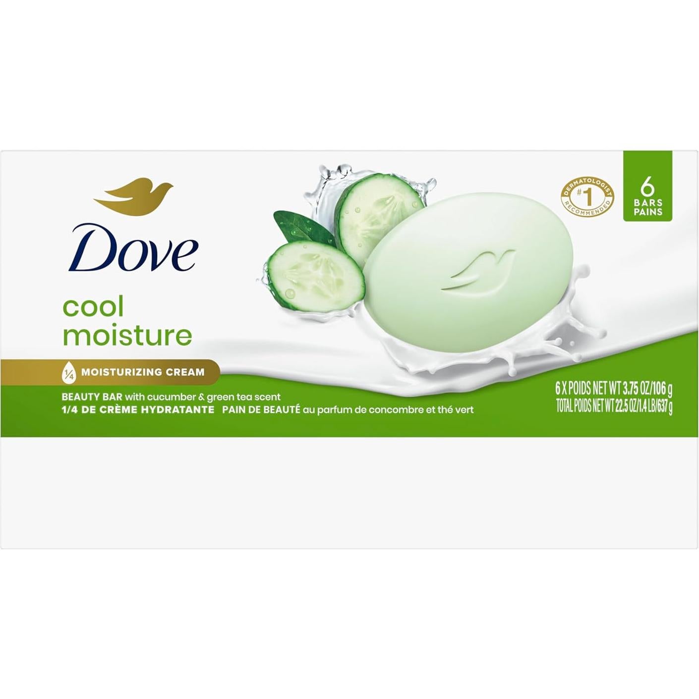 Barra de Belleza Dove Hidratación Fresca 106 g - Pepino y Té Verde