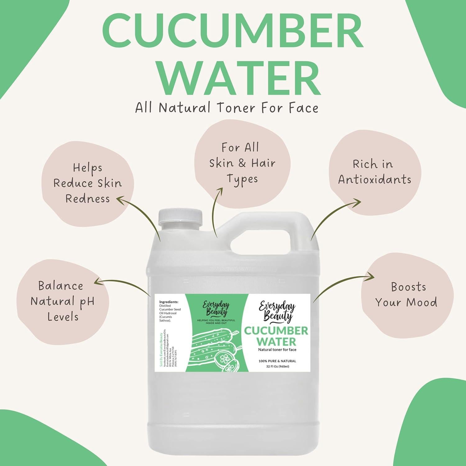 Hidrosol de Pepino Everyday Beauty 946 ml Spray Hidratante