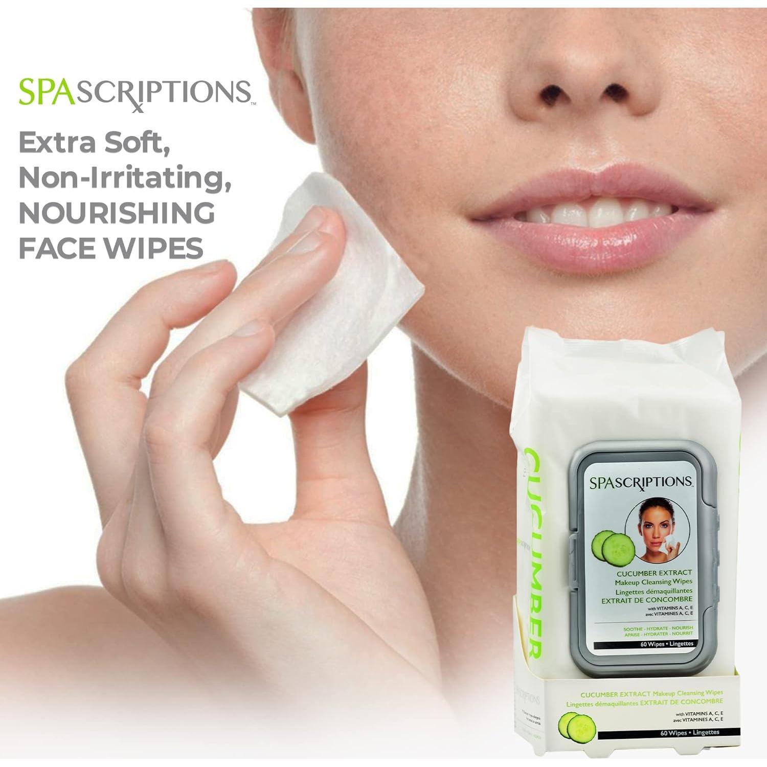 Toallitas Desmaquillantes SpaScriptions de Pepino - 60 Unidades