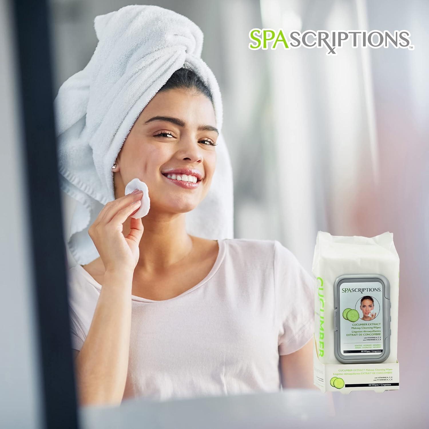 Toallitas Desmaquillantes SpaScriptions de Pepino - 60 Unidades