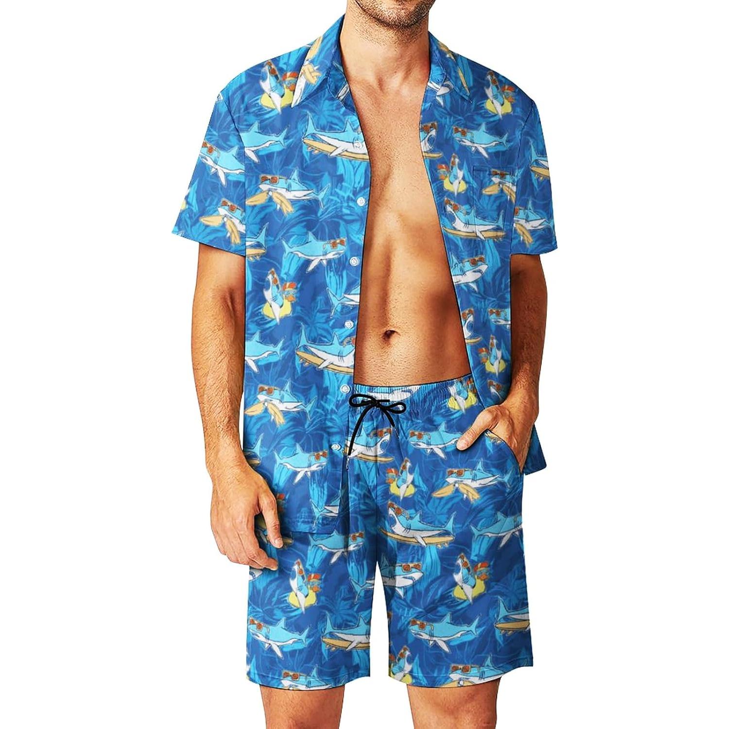 DOOPCCOR Traje Deportivo 3 Piezas Hombre Hawaiano Verano