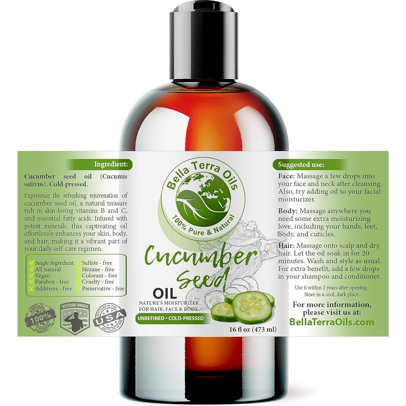 Aceite de Semilla de Pepino Bella Terra 473ml - Hidratante Facial