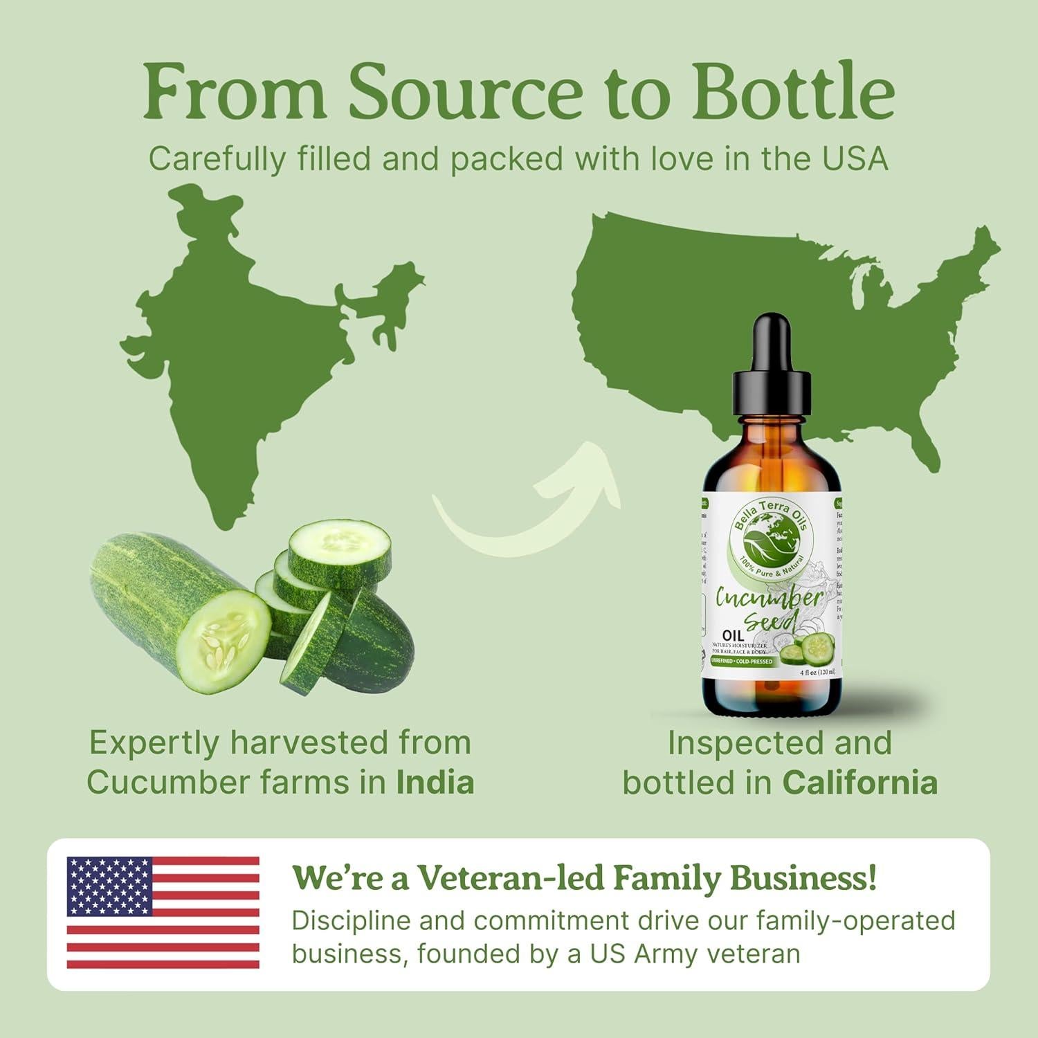 Aceite de Semilla de Pepino Bella Terra 473ml - Hidratante Facial