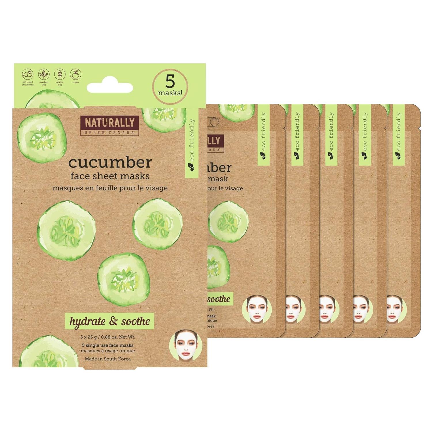 Mascarillas de Tela Naturally con Pepino - 5 Unidades Hidratantes