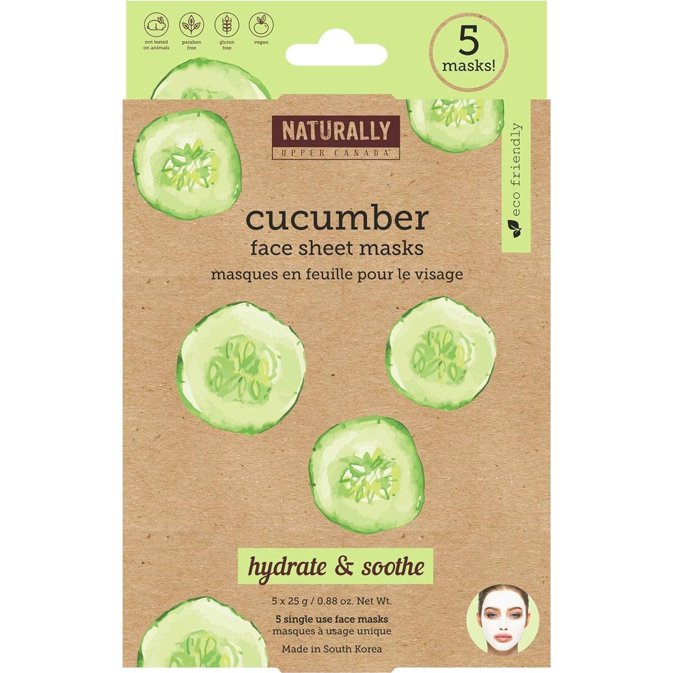 Mascarillas de Tela Naturally con Pepino - 5 Unidades Hidratantes