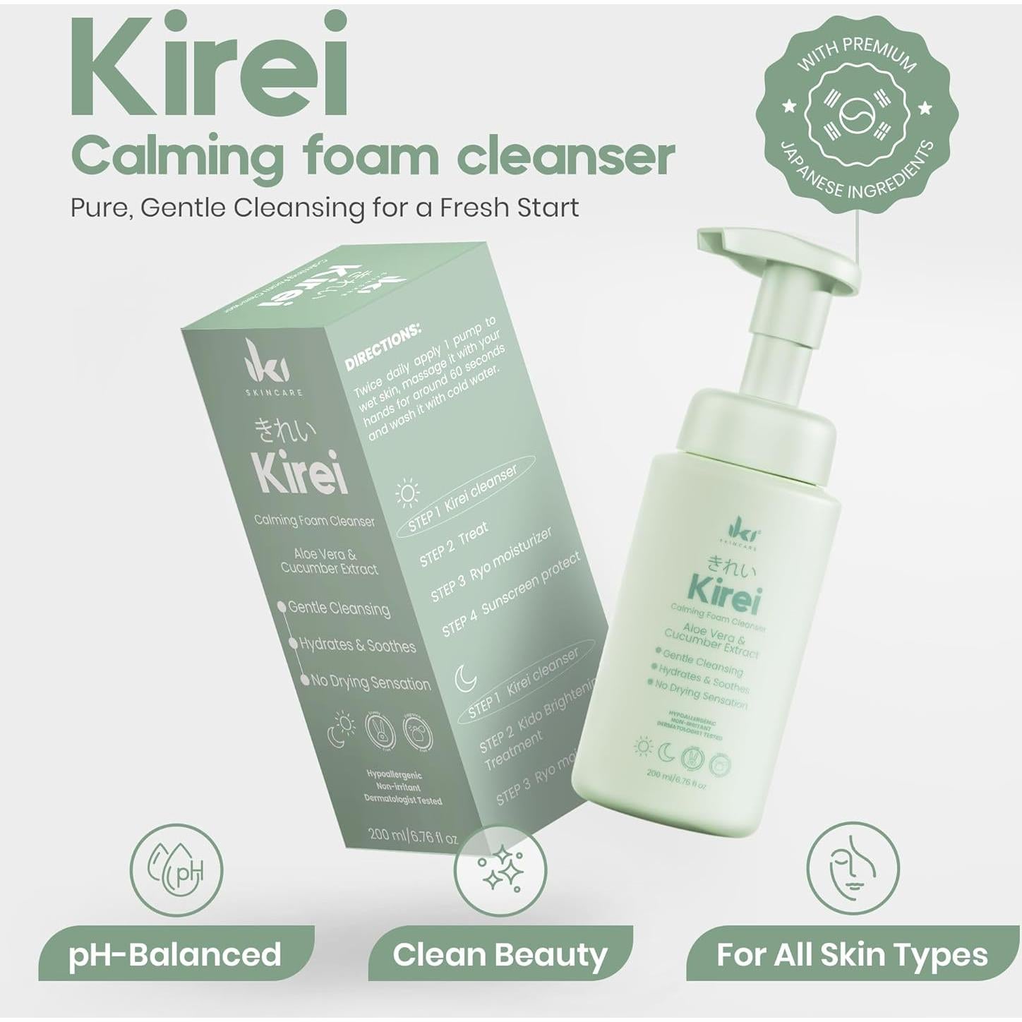 Limpiador Facial Espumoso IKI con Aloe Vera y Pepino 280g