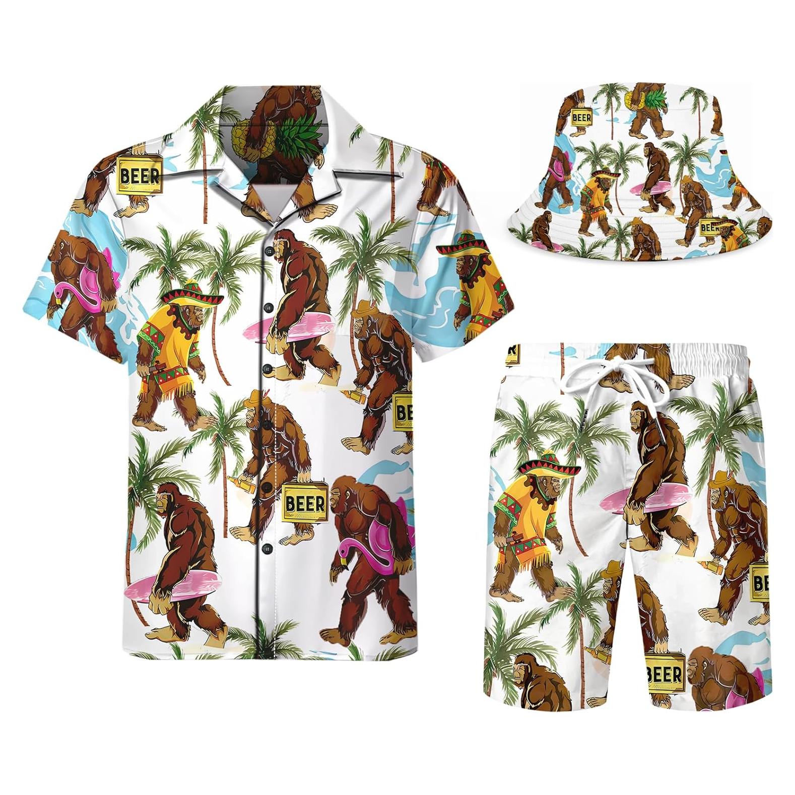 DOOPCCOR Traje Deportivo 3 Piezas Hombre Hawaiano Verano