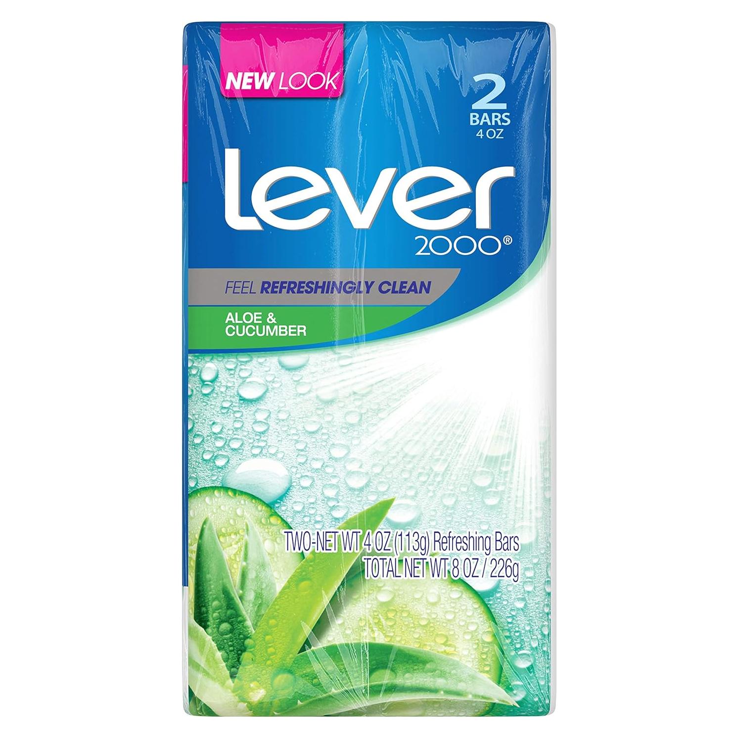 Jabón en barra Lever 2000 Aloe y Pepino 226.8g (Paquete de 2)