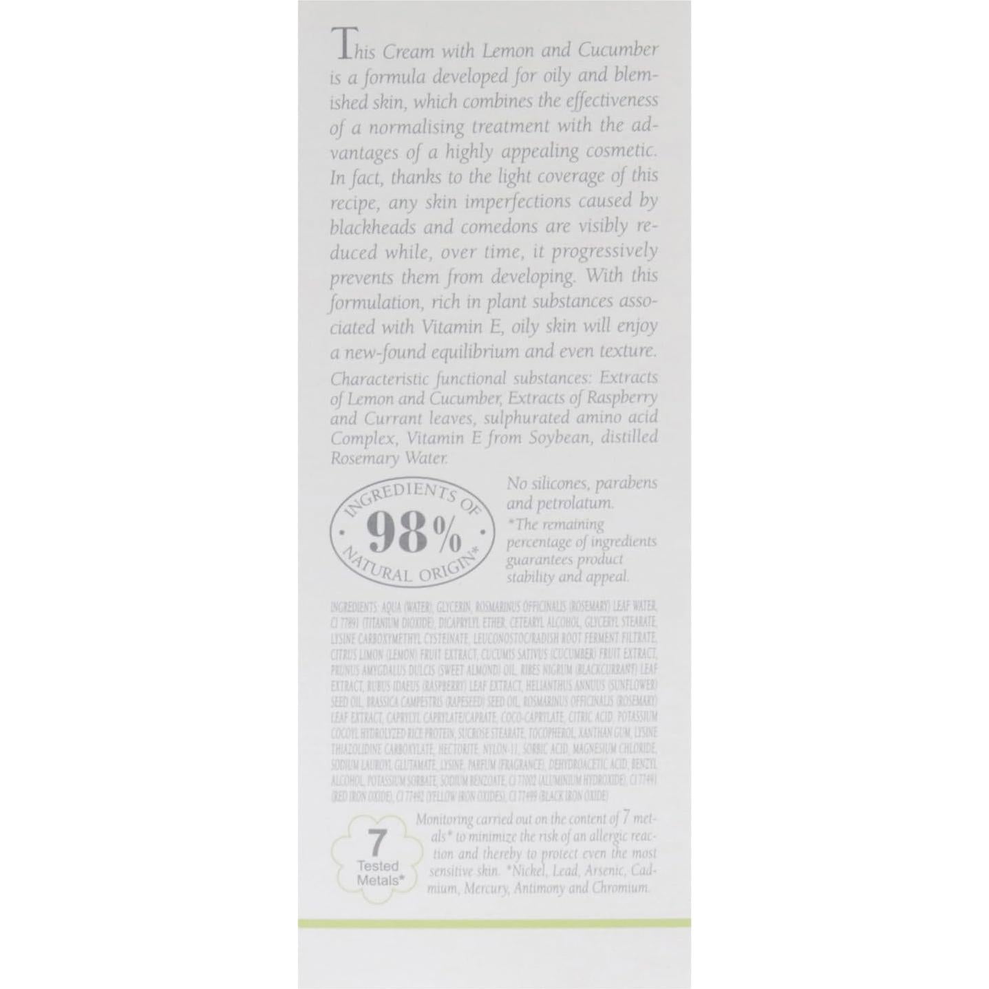 Crema Facial L'Erbolario Limón y Pepino 45g - Hidratante Piel Grasa