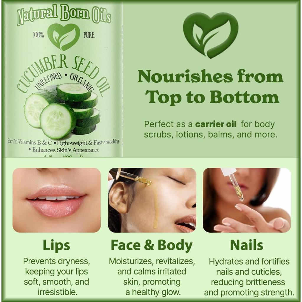 Aceite de Semilla de Pepino Natural Born 113ml Orgánico Prensado en Frío