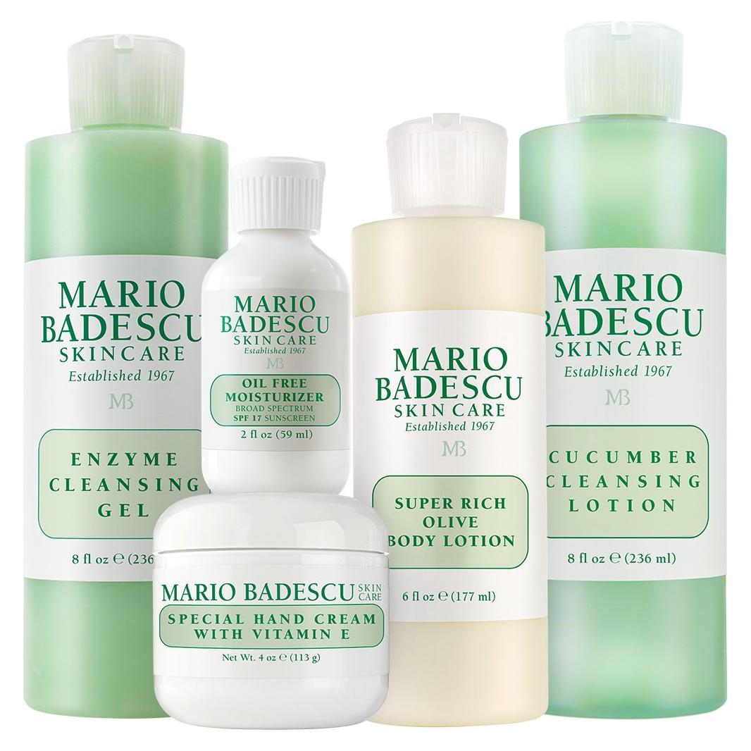 Set de Regalo Cuidado de la Piel Mario Badescu - Hidratante SPF 17, Gel Limpiador, Loción de Pepino, Crema de Manos y Más