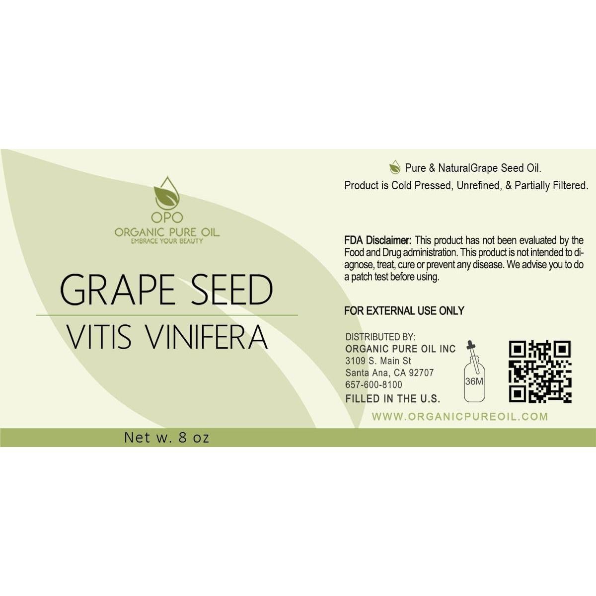 Aceite de Semilla de Uva Orgánico Puro 226 ml - Hidratante Natural