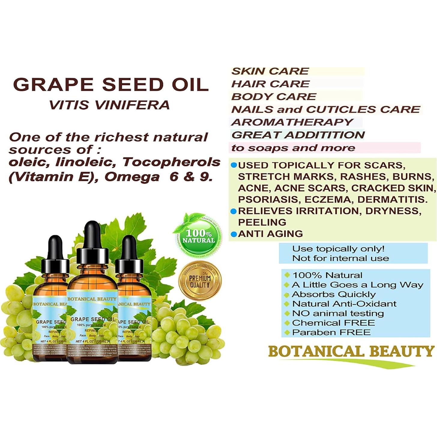 Aceite de Semilla de Uva 100% Puro 120 ml Belleza Botánica