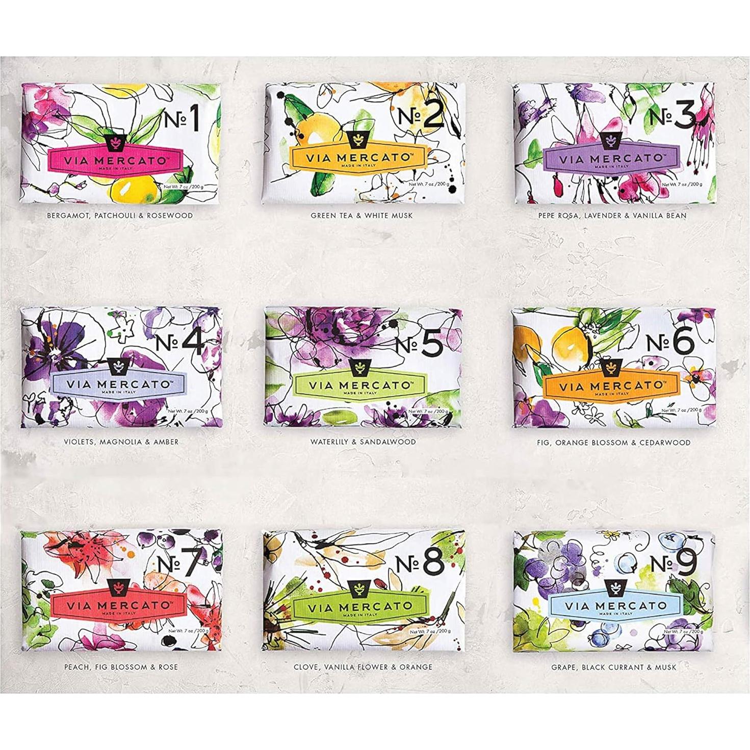 Jabón Italiano Via Mercato 200g Uva Grosella Negra Almizcle