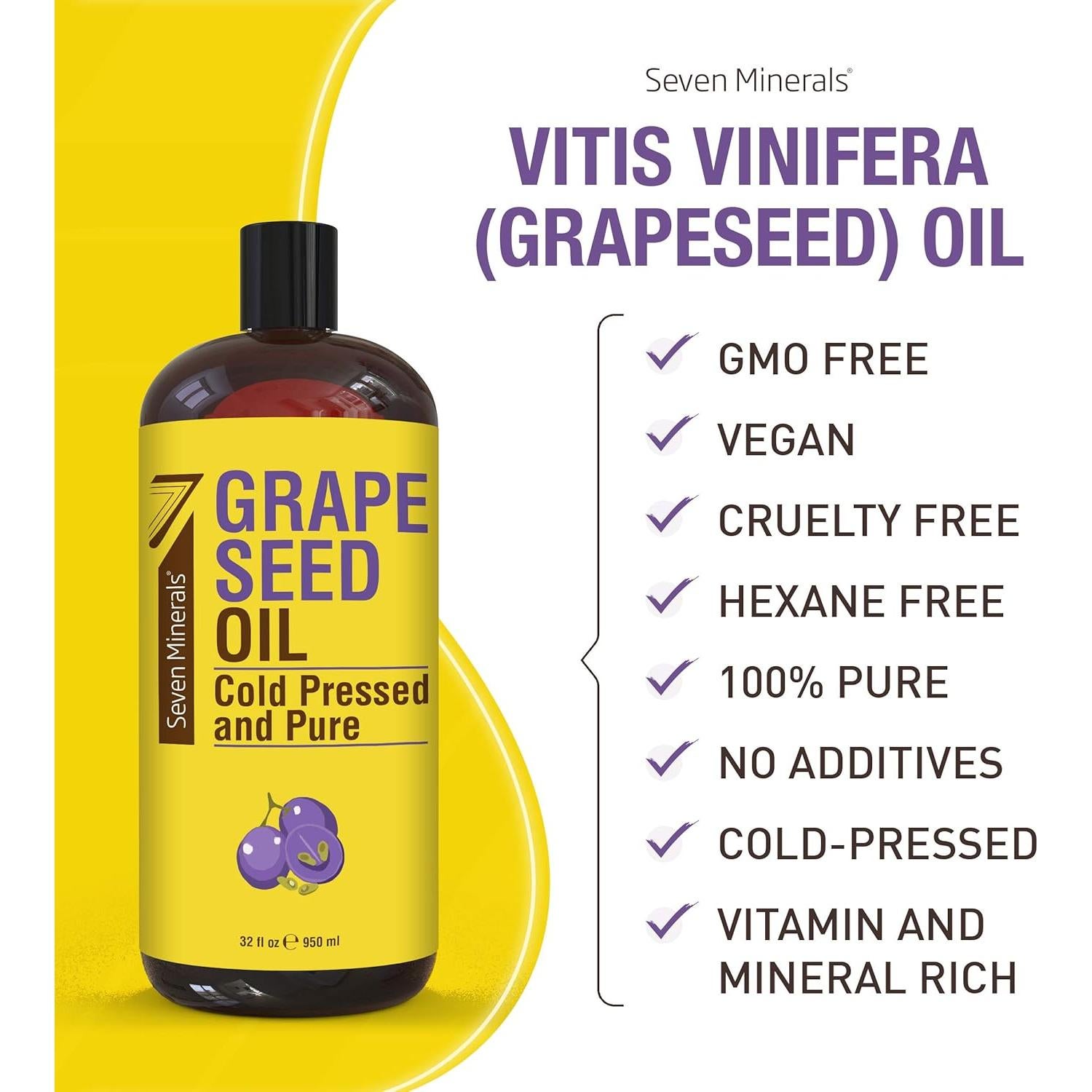 Aceite de Semilla de Uva Puro Seven Minerals 946 ml - Natural
