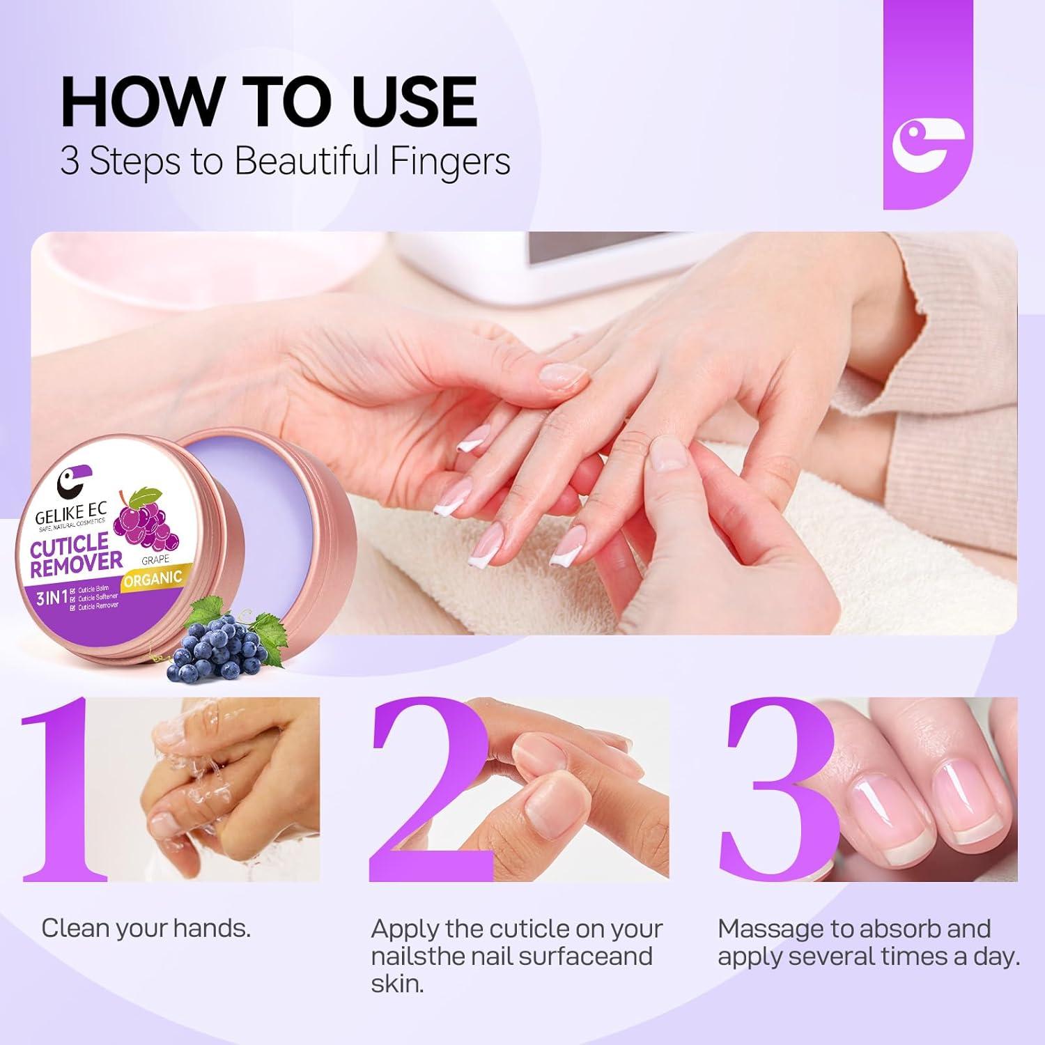 Bálsamo para Cutículas Gelike EC 21g Suavizante Orgánico Uva