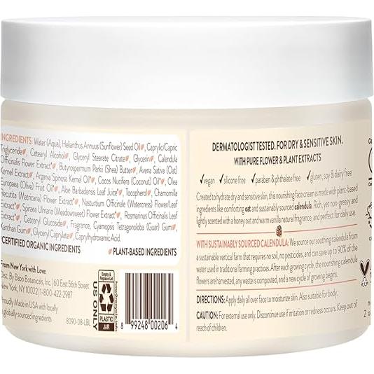 Crema Facial Vegana Babo Botanicals Avena y Caléndula 56.7g