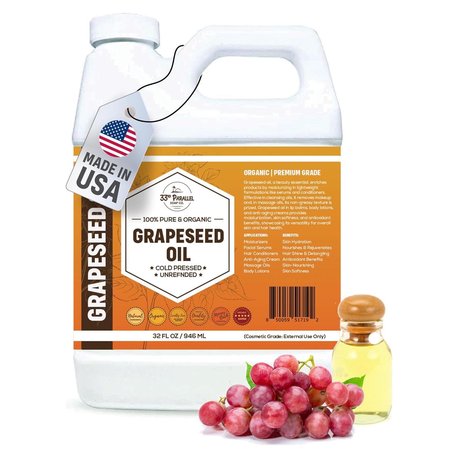 Aceite de Semilla de Uva Orgánico 32 oz 100% Puro Natural