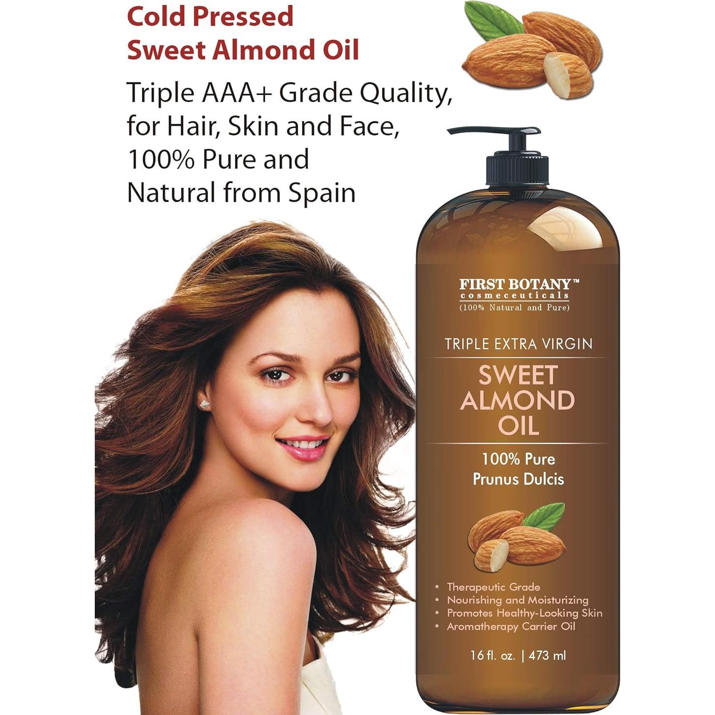 Aceite de Almendra Dulce 100% Puro First Botany 473 ml