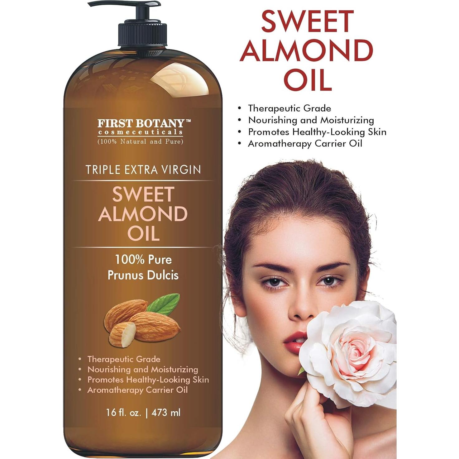 Aceite de Almendra Dulce 100% Puro First Botany 473 ml