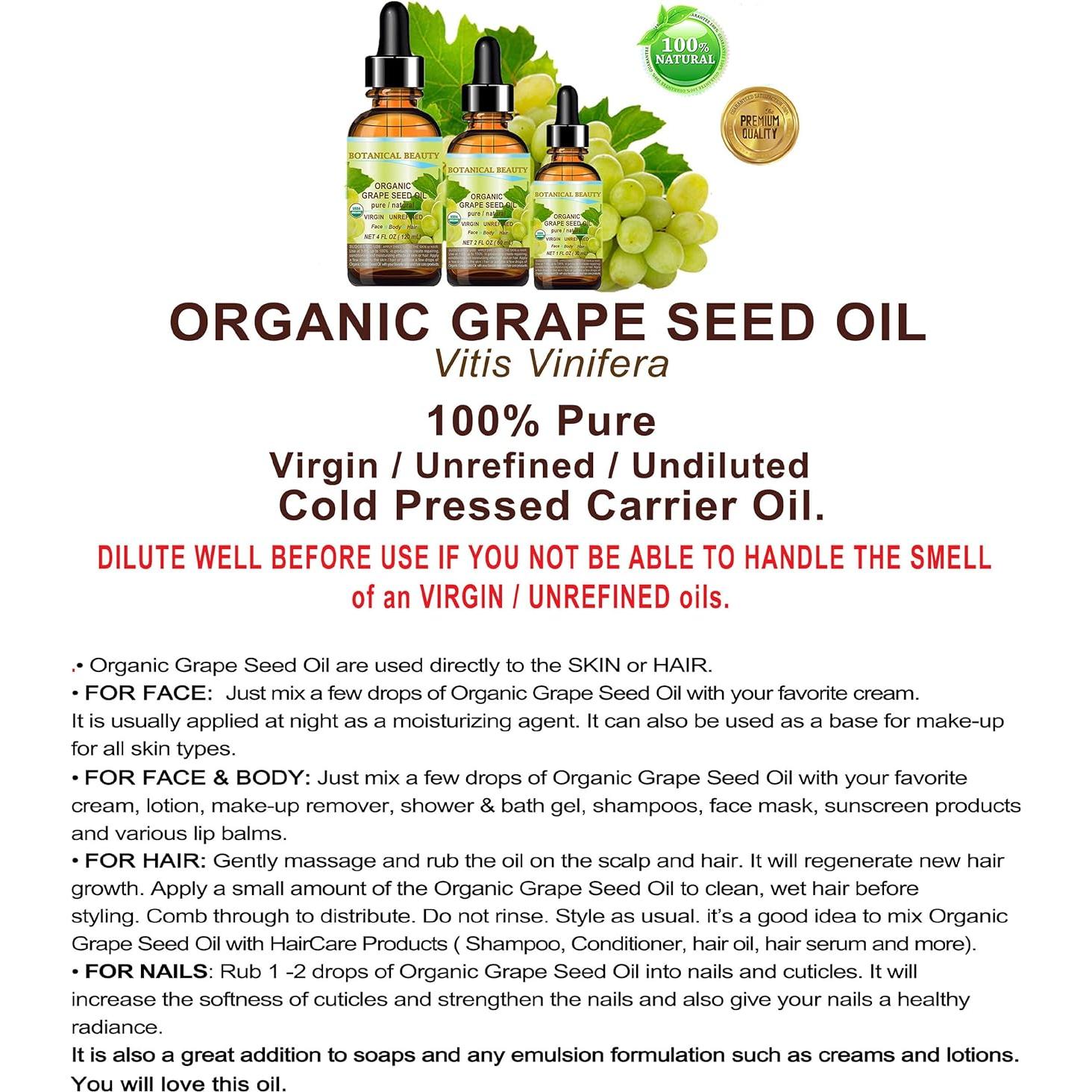 Aceite de Semilla de Uva Orgánico Botanical Beauty 29.57 ml