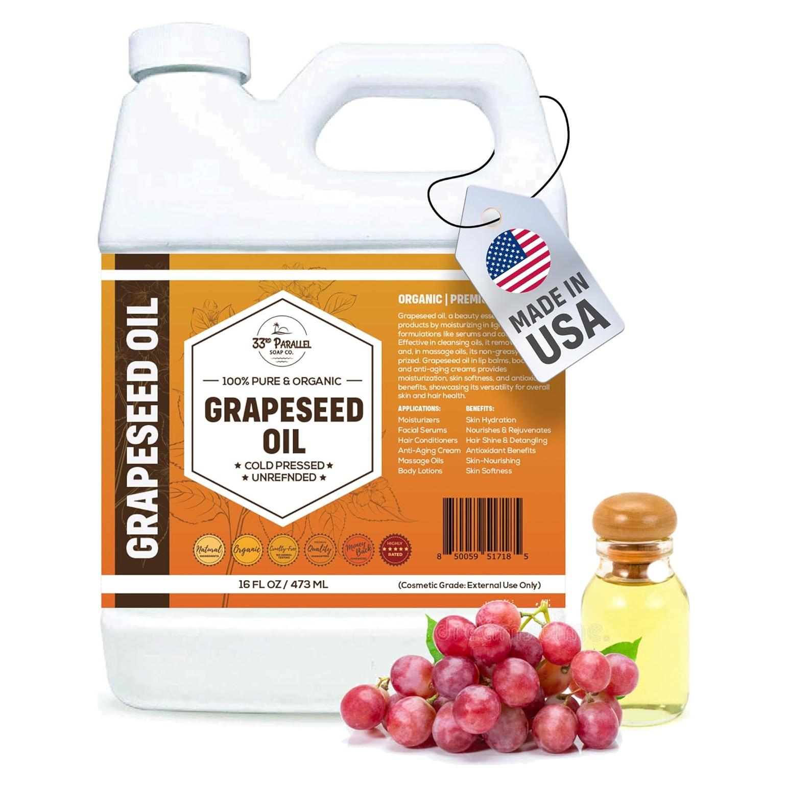 Aceite de Semilla de Uva Orgánico 473 ml 100% Puro Natural