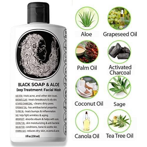 Jabón Negro Natural con Aloe 226g - Limpieza Profunda Facial