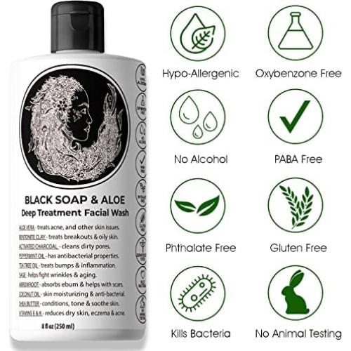 Jabón Negro Natural con Aloe 226g - Limpieza Profunda Facial