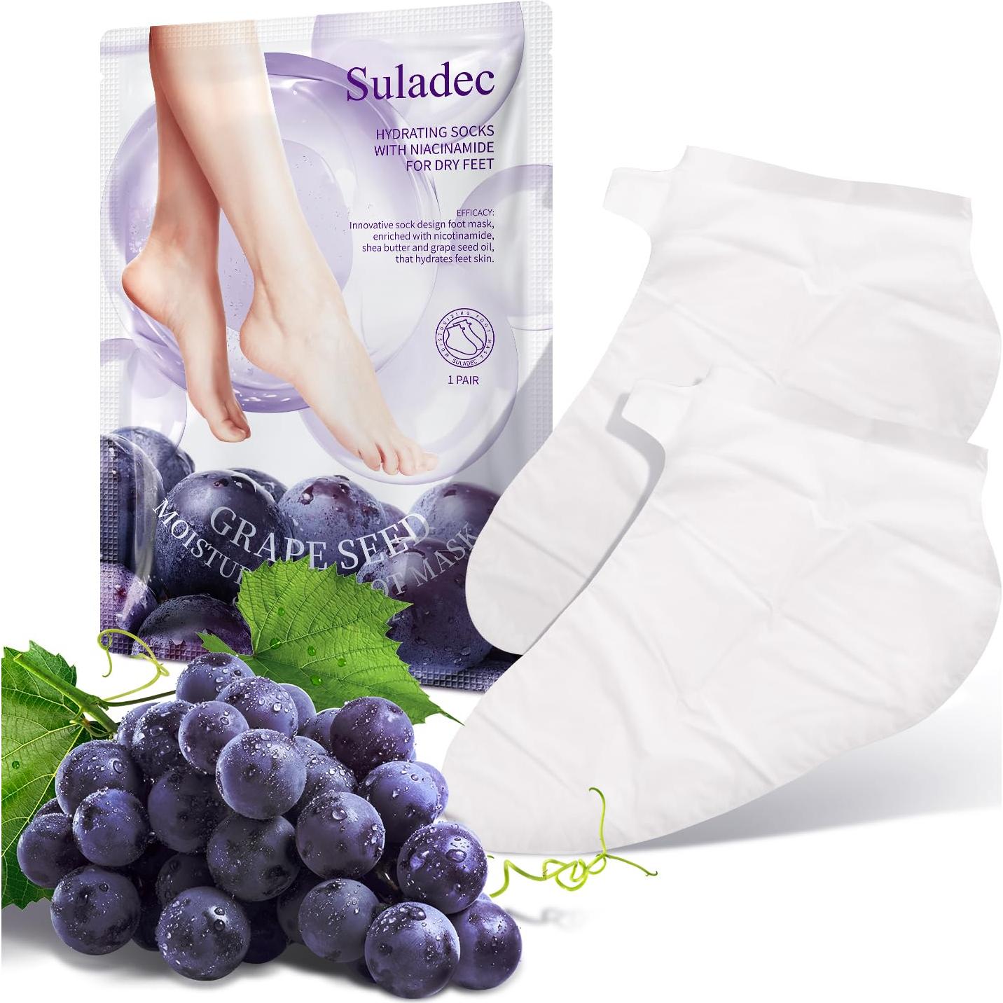 Mascarilla Hidratante para Pies Suladec - 7 Pares con Aceite de Uva