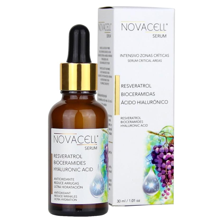 Suero Facial Antienvejecimiento NOVACELL 30 ml - Resveratrol, Bioceramidas y Ácido Hialurónico