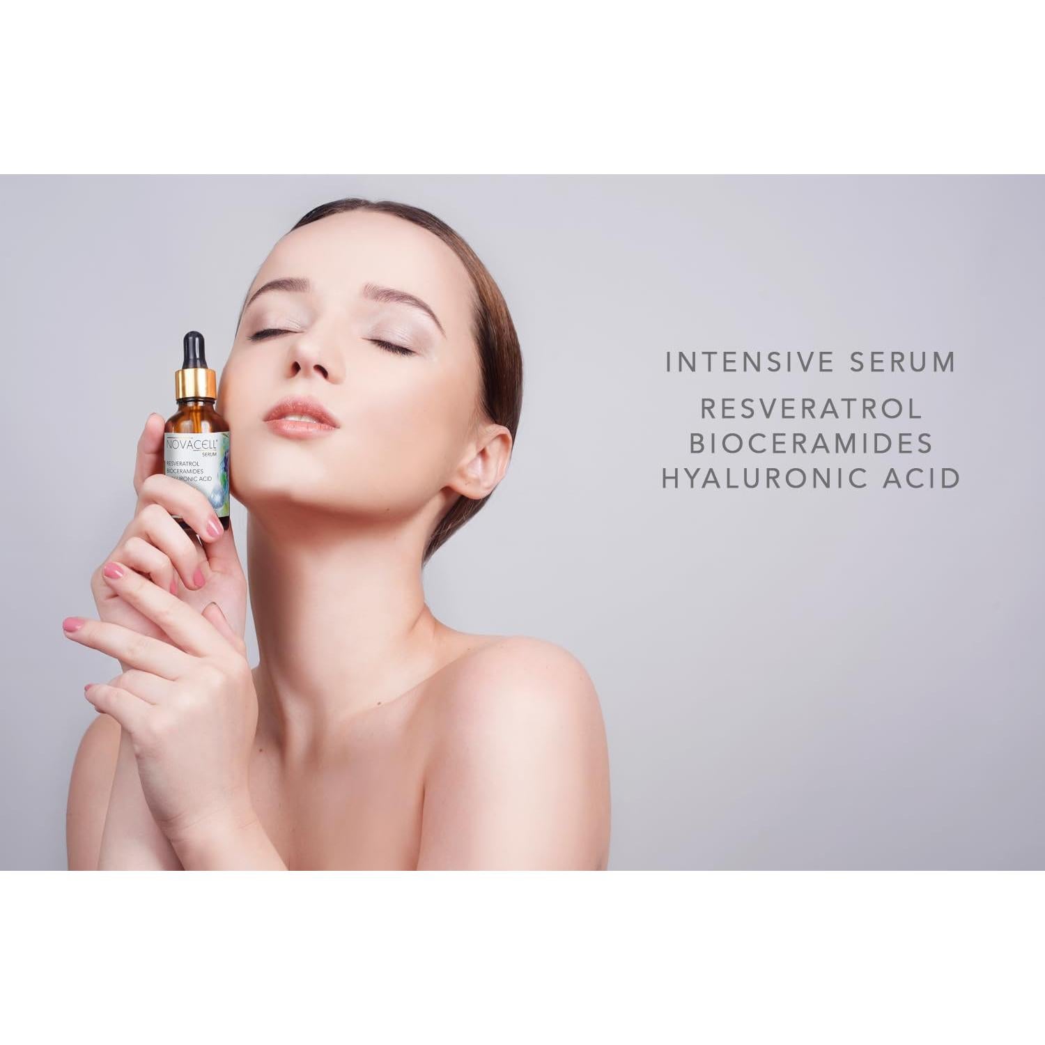 Suero Facial Antienvejecimiento NOVACELL 30 ml - Resveratrol, Bioceramidas y Ácido Hialurónico