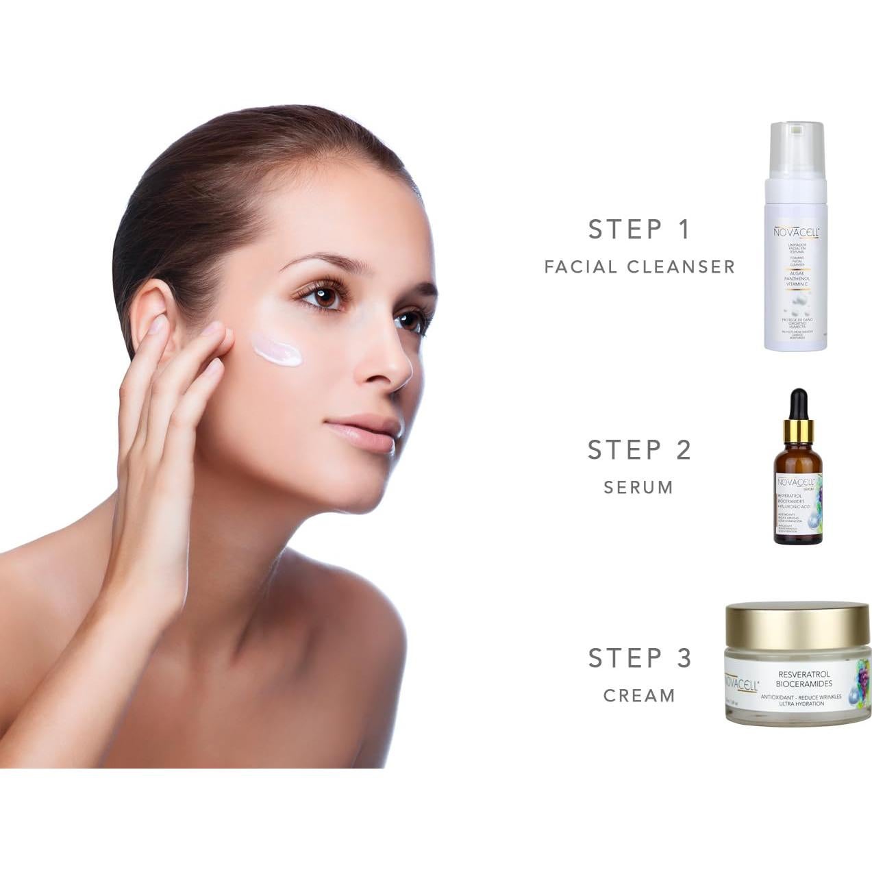 Suero Facial Antienvejecimiento NOVACELL 30 ml - Resveratrol, Bioceramidas y Ácido Hialurónico