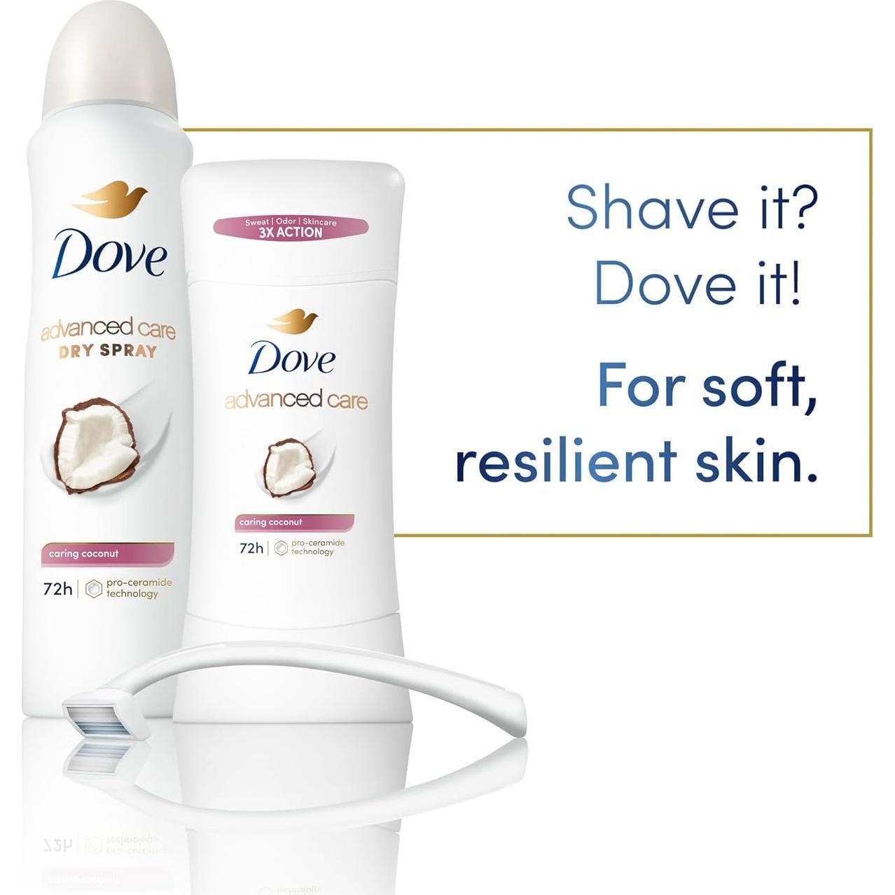 Desodorante Antitranspirante Dove Coco Cuidadoso 73.9g x2