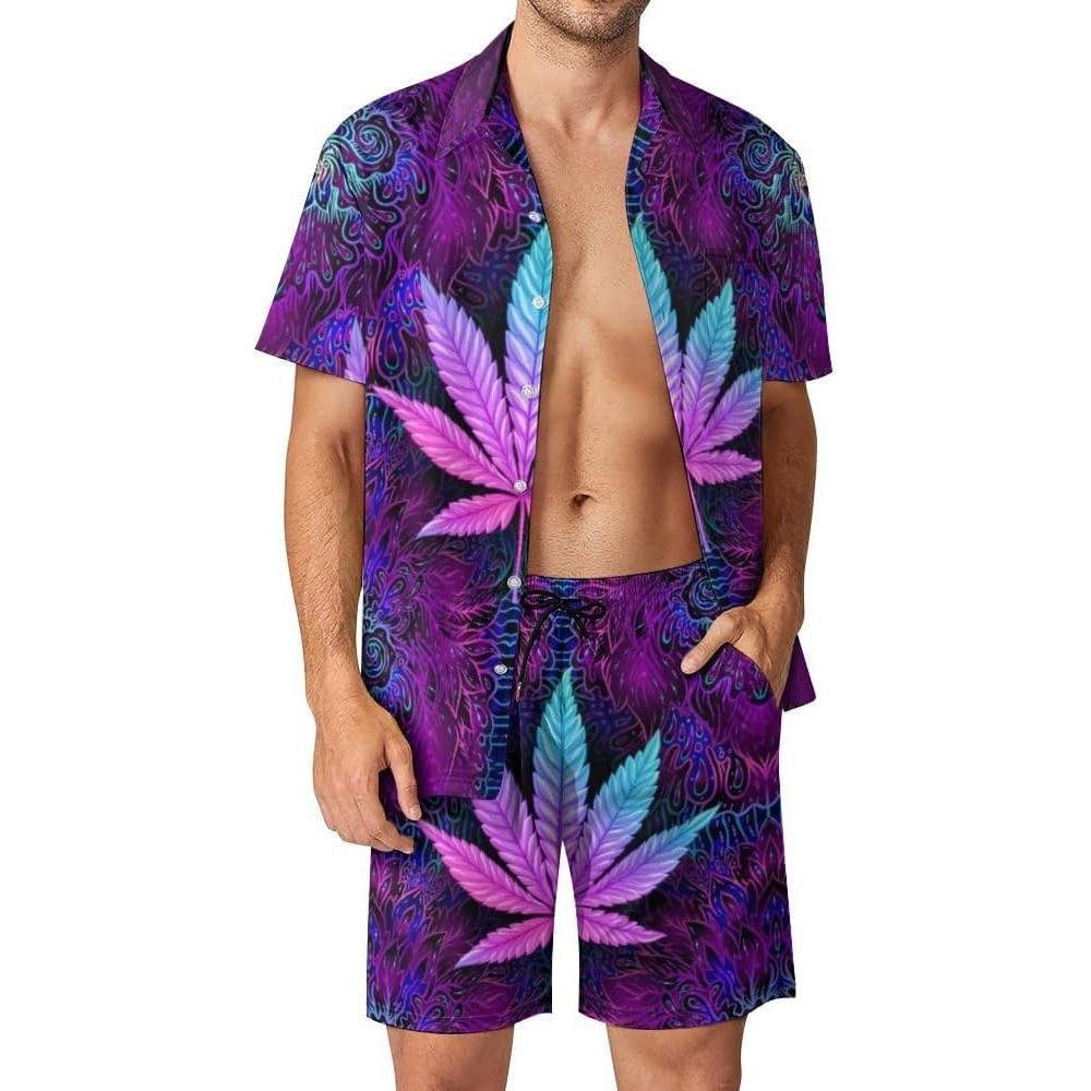 DOOPCCOR Traje Deportivo 3 Piezas Hombre Camisa Hawaiana